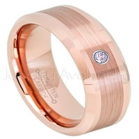 Ružičasti pozlaćeni tungsten prsten - 0,07ct pasijans ametist prsten - personalizirani vjenčani prsten