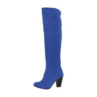 Ženske cipele s visokim potpeticama-čizme - kišne čizme Žene okrugli nožni božićni antilop modne zimske čizme za žene čišćenje plave boje