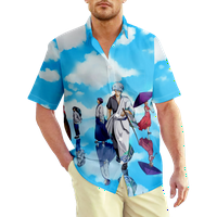 FNNYKO muške i dječake havajske košulje Gin Tama Anime Regular Fit Ležerne tipke za print kratkih rukava