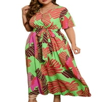 Abtel Women sandress cvjetni print plus veličina duga haljina prevelika ljetne maxi haljine dame ljuljaju