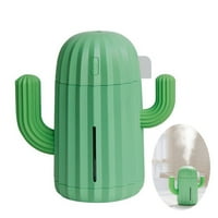 Mini difuzor ovlaživač, simpatični kaktus Zrak ovlaživač sa LED noćnim svjetlom za kućni automobil uredskog stola - Stvaranje čistog svježeg zraka - USB ili baterije, zeleno