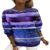 Bomotoo ženske slobodno vrijeme Strip Striped casual pulover Radnoj majici s dugim rukavima Dark Purple XL