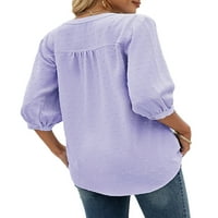 V izrez košulja za žene labave radne majice casual švicarskim točkim bluzama
