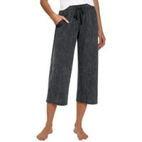 Cleance Cargo Hlače Žene Crtanje labavih ležerne hlače Yoga široka noga tamno siva l