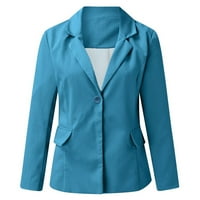 Ženska casual rever otvorena prednja dugi rukav Radni kancelarijski kaput od jakne xxxl plava