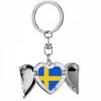 Švedska Nacionalna zastava EU Country Heart Angel Wing ključni držač lanca