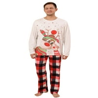 Stoljetni božićni pidžami za obitelj ELK tisak na dugim rukavima natpise pletene hlače Xmas Usklađivanje za spavanje za roditelj-dijete bijelo