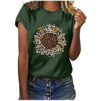 Ljetne košulje za žene labave odjeće za djevojke okrugla izrez bluza Sunflower grafički print The Casual