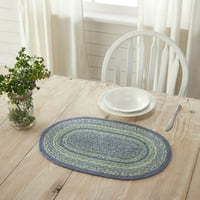 Brendovi Jolie Farmhouse 13 X19 Placemat plavi teksturirani Jute Striped ovalni kuhinjski stol dekor