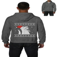 MMF - Muška dukserica Pulover punog zip - Xmas Dinosaur ružni džemper