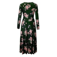 Miayilima Mini haljine za žene V-izrez boemijski cvjetni print manches dugi rukav rub ženski retro elegantna