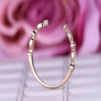 0. Carat Open Top Trendy Moissite Diamond Wedding Ring Wedding bend RING u 10K ružičastog zlata