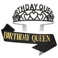 Crna rođendan kraljice Rhinestone Tiara i sash-rođendan Tiara i krila rođendan bore na raspolaganju za žene Glitter Rođendan za žene