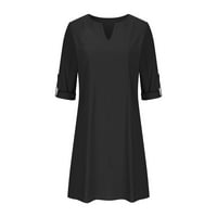 Haljine Kayannuo za žene V-izrez Dugih rukava Čvrsto kratke dame Ljetna haljina Prodaja haljina za ženske