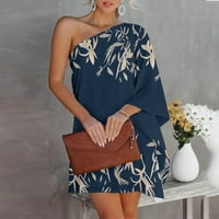 Formalna haljina za žene jedno rame Trendy tiskani šal za omotaj mini haljine Ljetna elegantna haljina