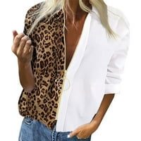 Ženska bluza Ležerne leopard tiskane vrhove bluza dugih rukava s dugim rukavima dolje majica žena poslovna odjeća