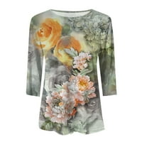 Youmylove Žene Ležerne prilike od ispisane labave O-izrez za rukav Thesen Odmor Trendy Top Woman Streetwear