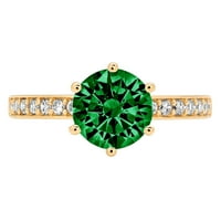 1.71ct okrugli rez dragocjeni dragulj zeleni simulirani smaragd pravi 18k žuto zlato robotsko laserski