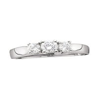 Jewels 14kt Bijelo zlato Žene Okrugli dijamant 3-kameni prsten za vjenčanje za svadbeni zatrag 1. CTTW
