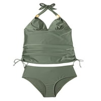 Beqeuewl Women plus size kupaći kupaći kupaći odijelo za vezanje Leopard Print Solid Boja Bikini Monokini