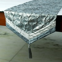 Dekorativni plavi i srebrni trkač stola - sjedeći stol za trkač, perla, folija i resickinja za stol,