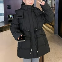 Yinguo Ženski lagani kapuljač s kapuljačom, dugovezina posuda za vodu Pakirajte jakna topla zimski džepni kaput