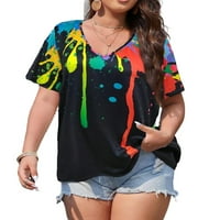 Ženska povremena grafička grafika V multicolor plus majice veličine 2xl