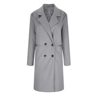 Ženski kaput Elegantna zarezana ovratnik dvostruka vunena mješavina preko kaputa jeseni zimsku casual slim fit srednje duga vjetrena odjeća