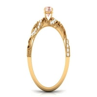 CT morgatit i moissanitni prsten, morgatitni vintage zaručni prsten, prsten za morgatit breskve, 14k žuto zlato, SAD 6.00
