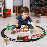 Božićna dječja željeza sa električnim svjetalama motora, vlak za postavljanje igračaka PUSSEN Obuknite se oko Xmas stabla, jednostavno sastavljanje lokomotivne željezničke automobile, klasični voz na poklonima godinama dječake
