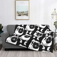 Slatka pug pas pokrivač za životinje Flannel bacanje pokrivač meko ugodno plišano pokrivač za kauč na