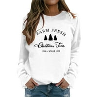 Yyeselk Ženska božićna dukserica Xmas Tree Ispis bluza Pismo grafički gornji dugi rukav pulover čaj