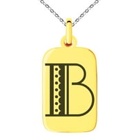 Slovo od nehrđajućeg čelika B Početni metro retro monogram ugraviran mali pravokutni pas Oznaka šarm