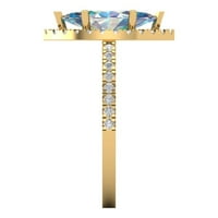2. CT Sjajno markiza Cleani simulirani dijamant 18k žuti zlatni halo pasijans sa Accenting prstenom SZ 11