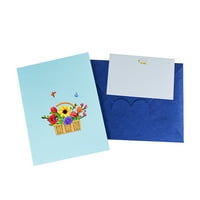Realhomelove Collec Basket Pop-up kartica, - 3D kartica za mamu, karticu za suprugu, cvjetna karta papira,