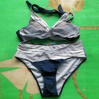Žene kupaćih kostima Modni viši struk od tiskanog V-izrez Boja Blok Beach Bikini Dvije kupaćišta za