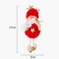Kiskick Girl Doll Božićni privjesak, viseći ukrasni ukrasi za lutke Xmas, Plišani pahuljice, crtani rogovi, ukrasi za lutke Xmas, novogodišnji poklon