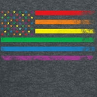 Cafepress - Rainbow Američka zastava Majica - Ženska tamna majica