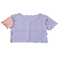 Canrulo Big Girl Summer Okrugli vrat Majica s kratkim rukavima Klasična šivanje kontrastna boja TOP