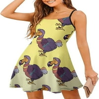 Ljubičasta Dodo ptica ženske ljetne haljine Ležerne prilike bez rukava s rukavima za špagete S-2XL