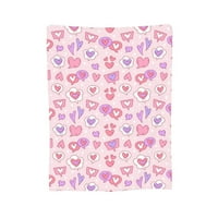 Douzhe ultra-meka mikro fleke lagana flanela pokrivač, ružičaste bombone Ljubav Heart Print Cosy COSY