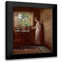 Steele, Theodore Clement Crna modernog uokvirenog muzeja Art Print pod nazivom - djevojka kraj prozora