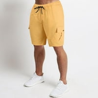 B91XZ MENS košarkaške kratke hlače Ležerne prilike Dužine muške hlače za koljena hlače Čvrsta muške hlače žute, xxl