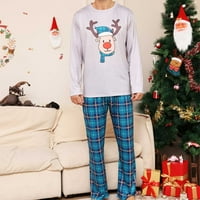 Lenago Božićne pidžame za obiteljske božićne modne duge rukave žene tiskane top + hlače Porodična podudarnost