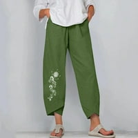 Pamučne pantalone elastične struke za žene pamučne posteljine elastične pantalone dugih pantalona Ležerne