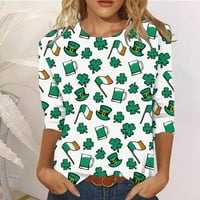 Brueeek ženska moda sv. Patrickov dan tiskani majica rukava s bluzom okrugli vrat casual vrhovi