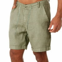 Modni muškarci pamučne posteljine casual pantalone gumbi trake džepova za struk kratke hlače hlače