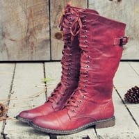 Ženske čizme visoke zimske cipele Fau kožne čizme za jahanje Vanjski non klizni rad visoki crveni crveni