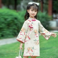 Haljina za mališana s dugim rukavima Cheongsam performanse Proljeće Jesenske djevojke Retro haljina