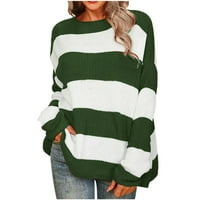 Appsuyy džemperi za žensko čišćenje Crewneck s dugih rukava pulover pletene modne prugasti džemper vrh